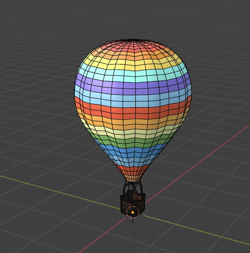 Cartoon Colored Balloon Low-poly 3D model_1
