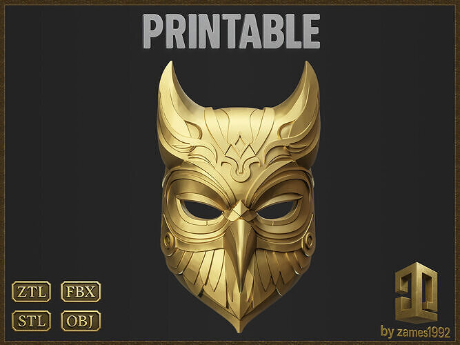 Ornate Owl Mask Helmet 3D print model