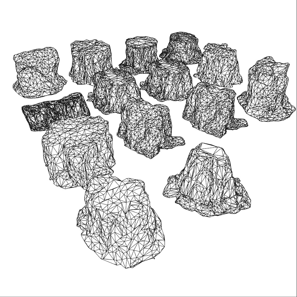 Stylized Mossy Rock Set 01 Low-poly 3D model_1