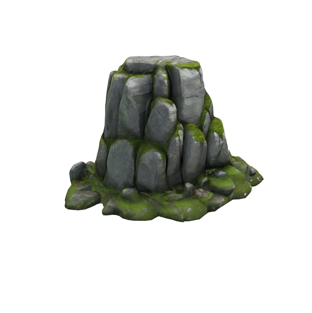 Stylized Mossy Rock Set 01 Low-poly 3D model_7
