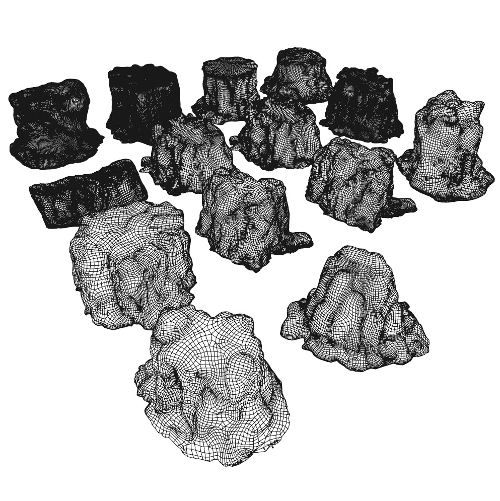 Stylized Mossy Rock Set 01 Low-poly 3D model_10