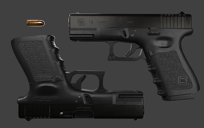 Glock 19 gen 3 Game ready Low-poly 3D model
