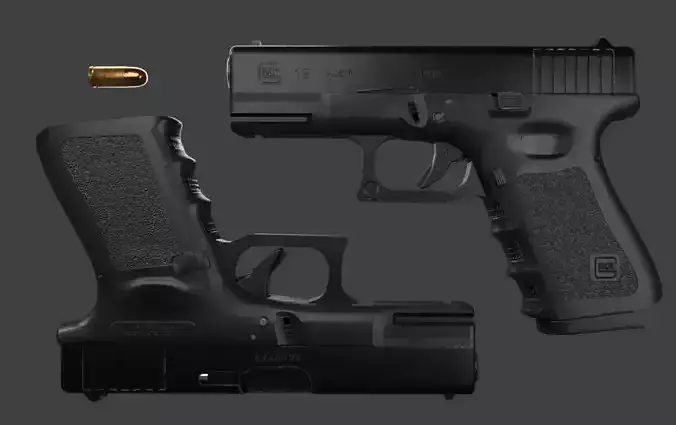 Glock 19 gen 3 Game ready Low-poly 3D model