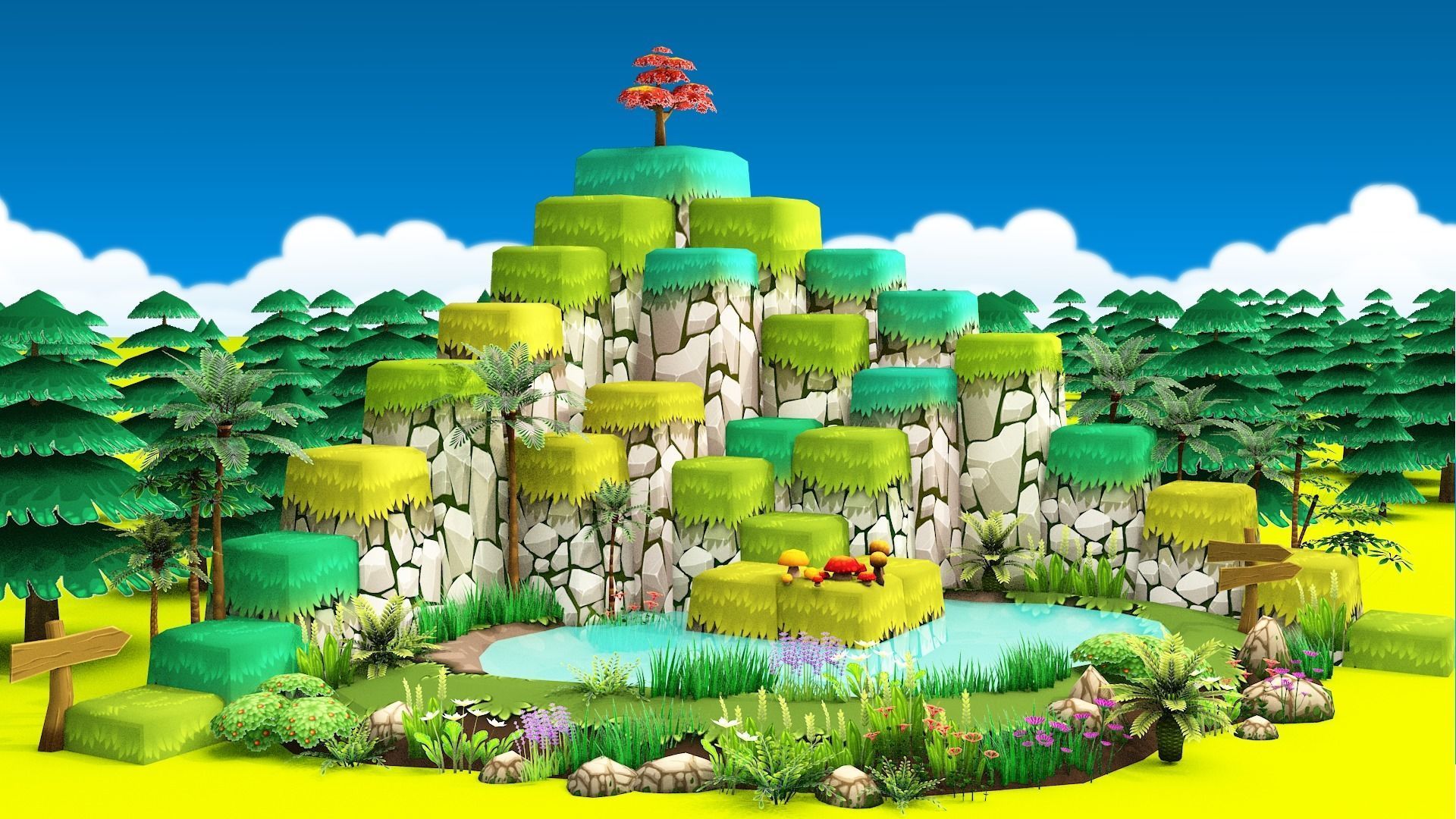 3D Cartoon Forest Low-poly 3D model_16