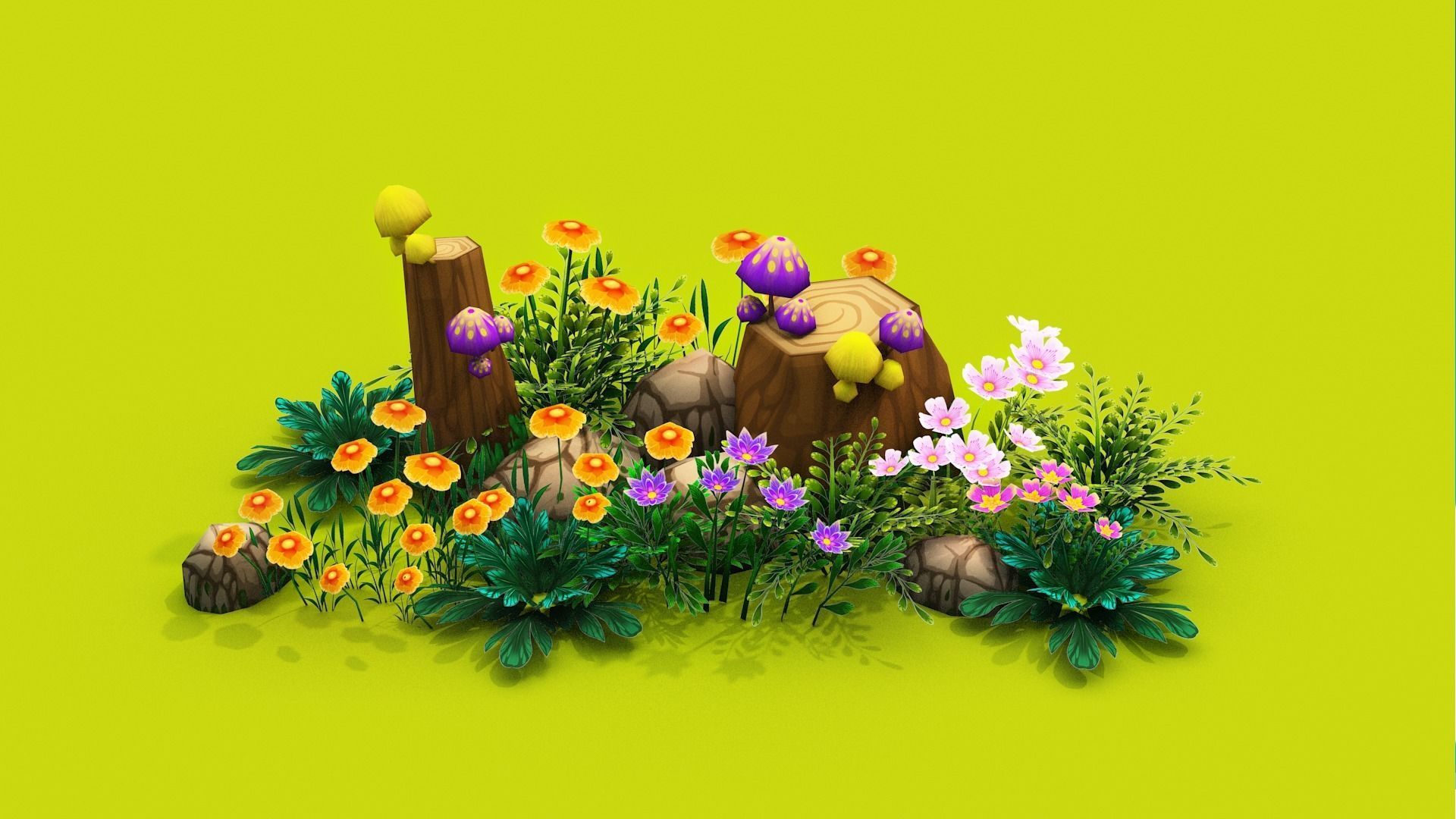 3D Cartoon Forest Low-poly 3D model_6