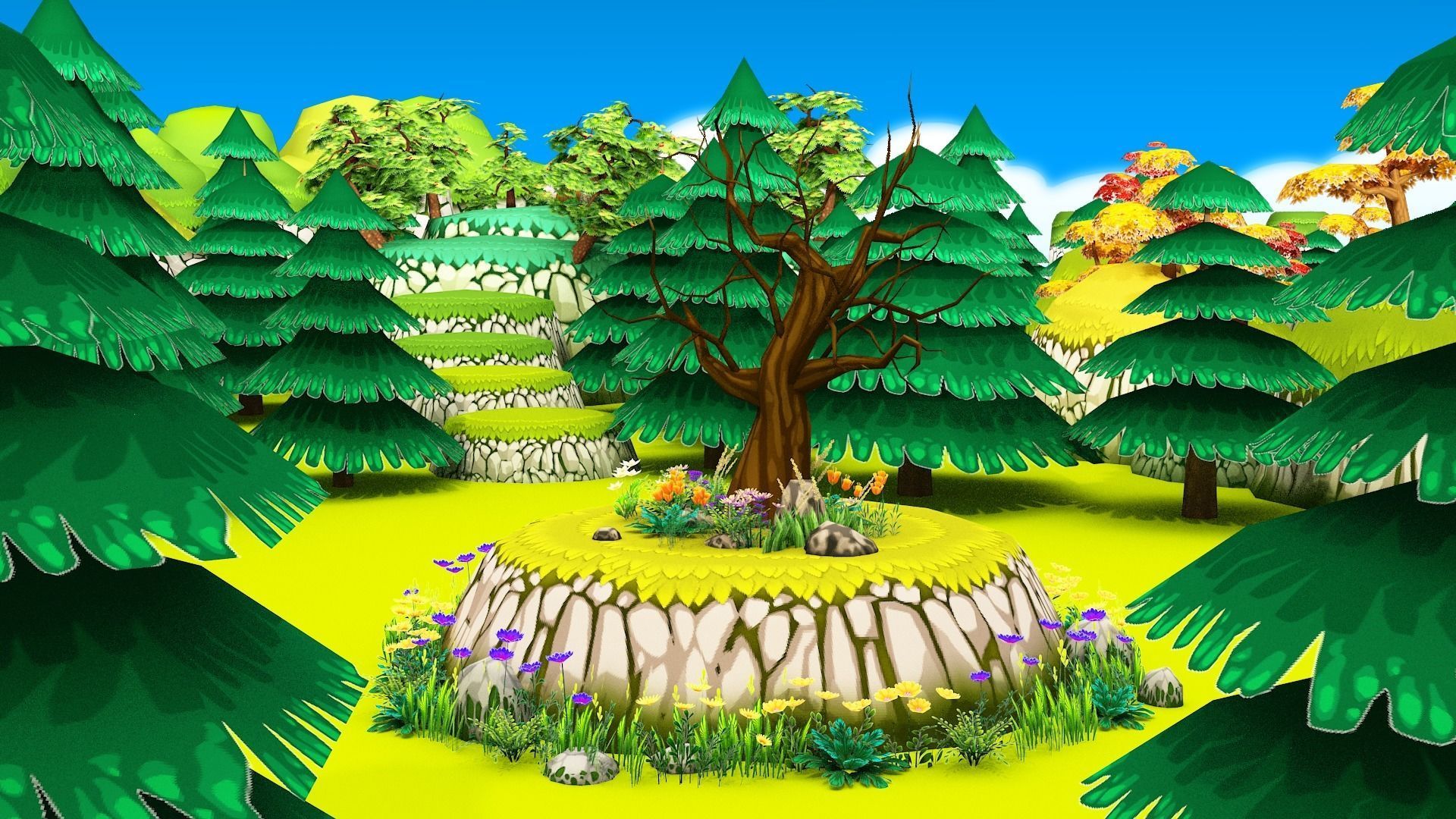 3D Cartoon Forest Low-poly 3D model_7