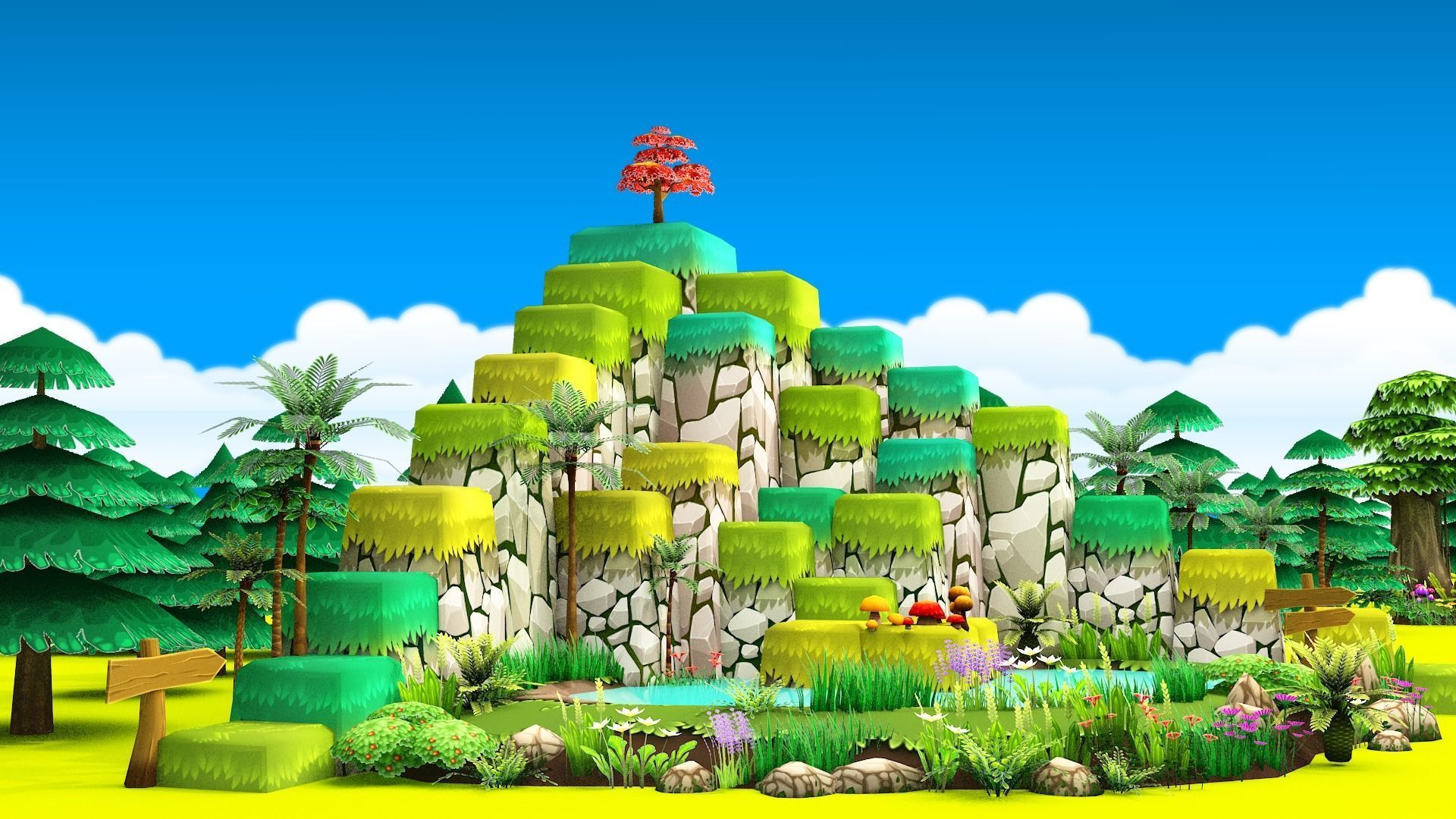 3D Cartoon Forest Low-poly 3D model_17