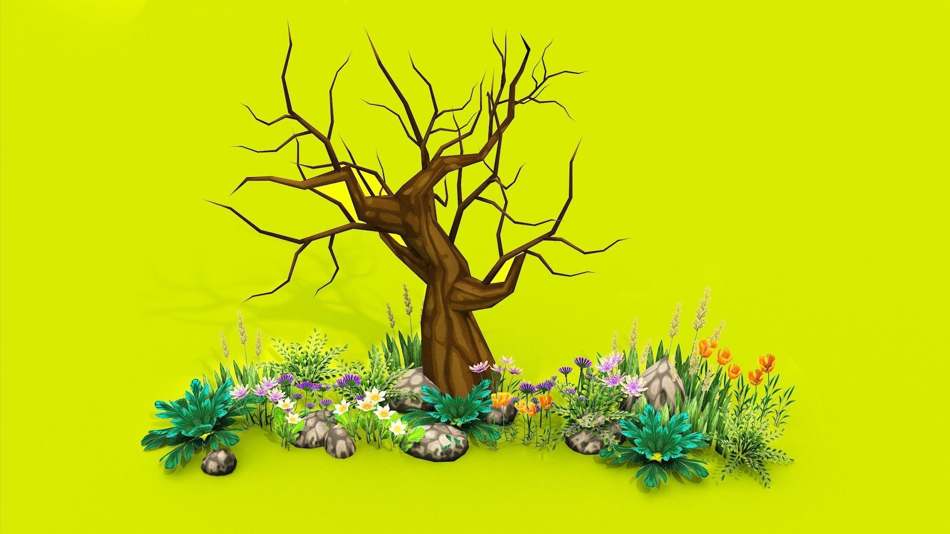 3D Cartoon Forest Low-poly 3D model_14