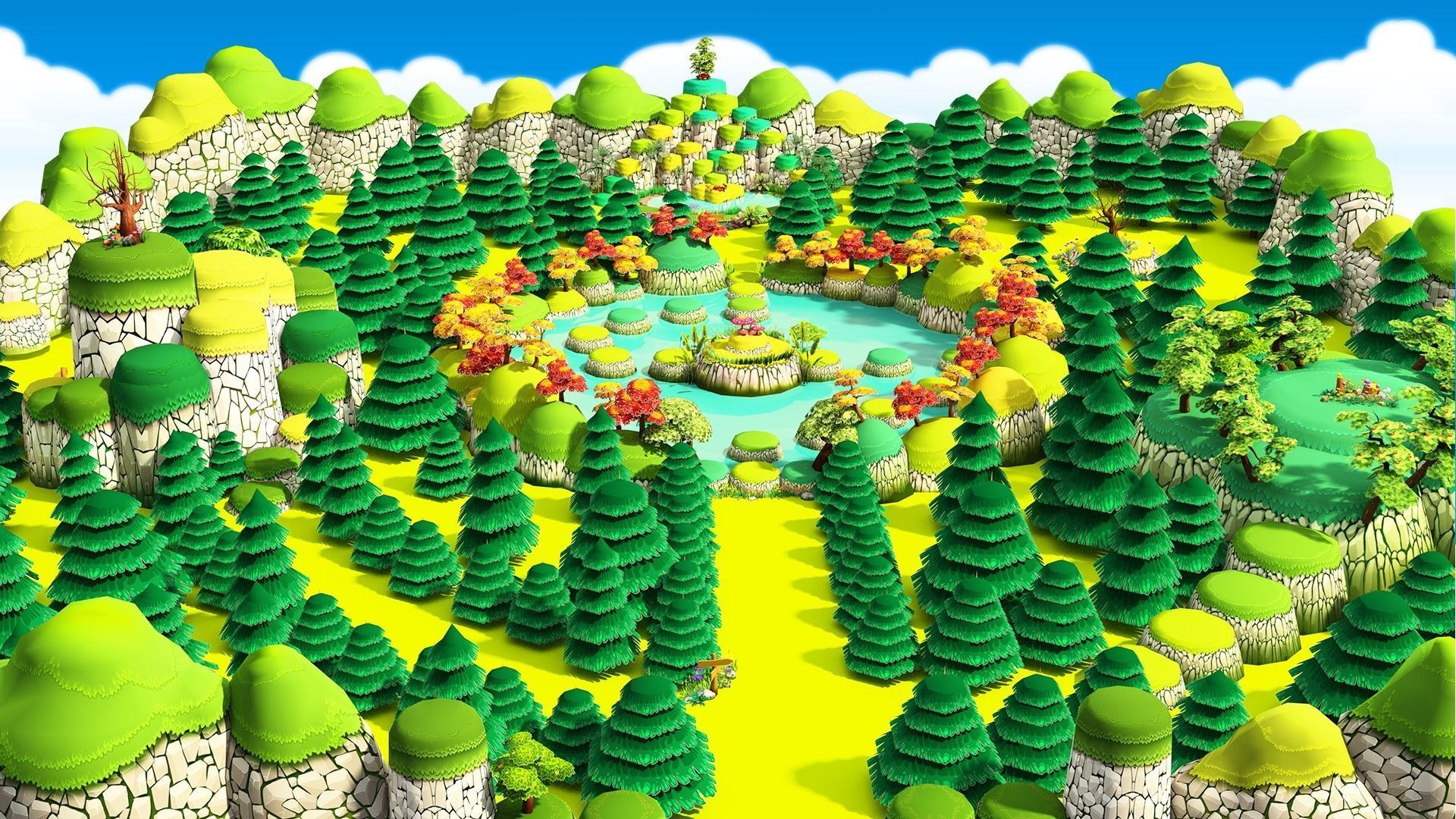 3D Cartoon Forest Low-poly 3D model_13