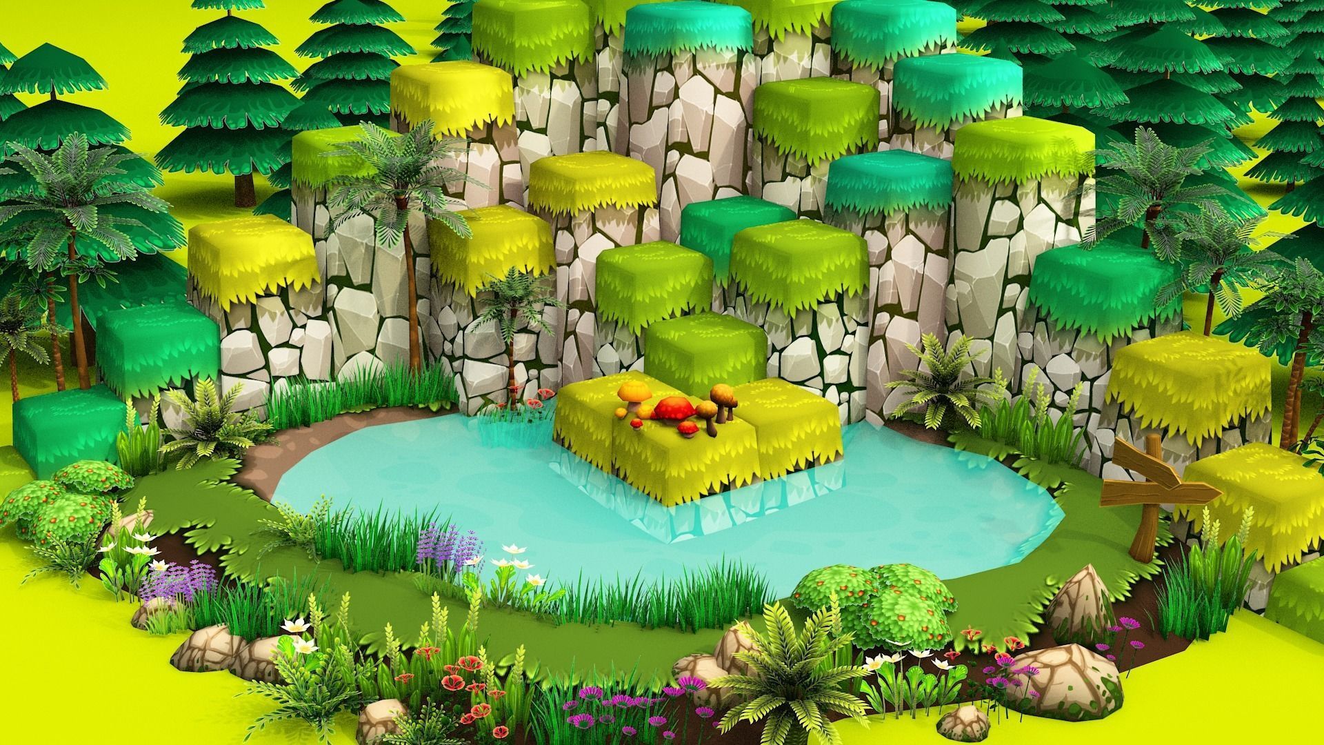 3D Cartoon Forest Low-poly 3D model_11