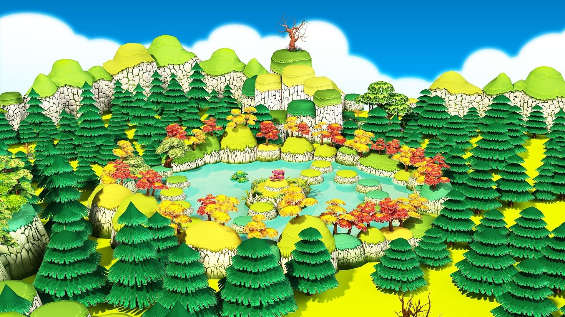 3D Cartoon Forest Low-poly 3D model_15