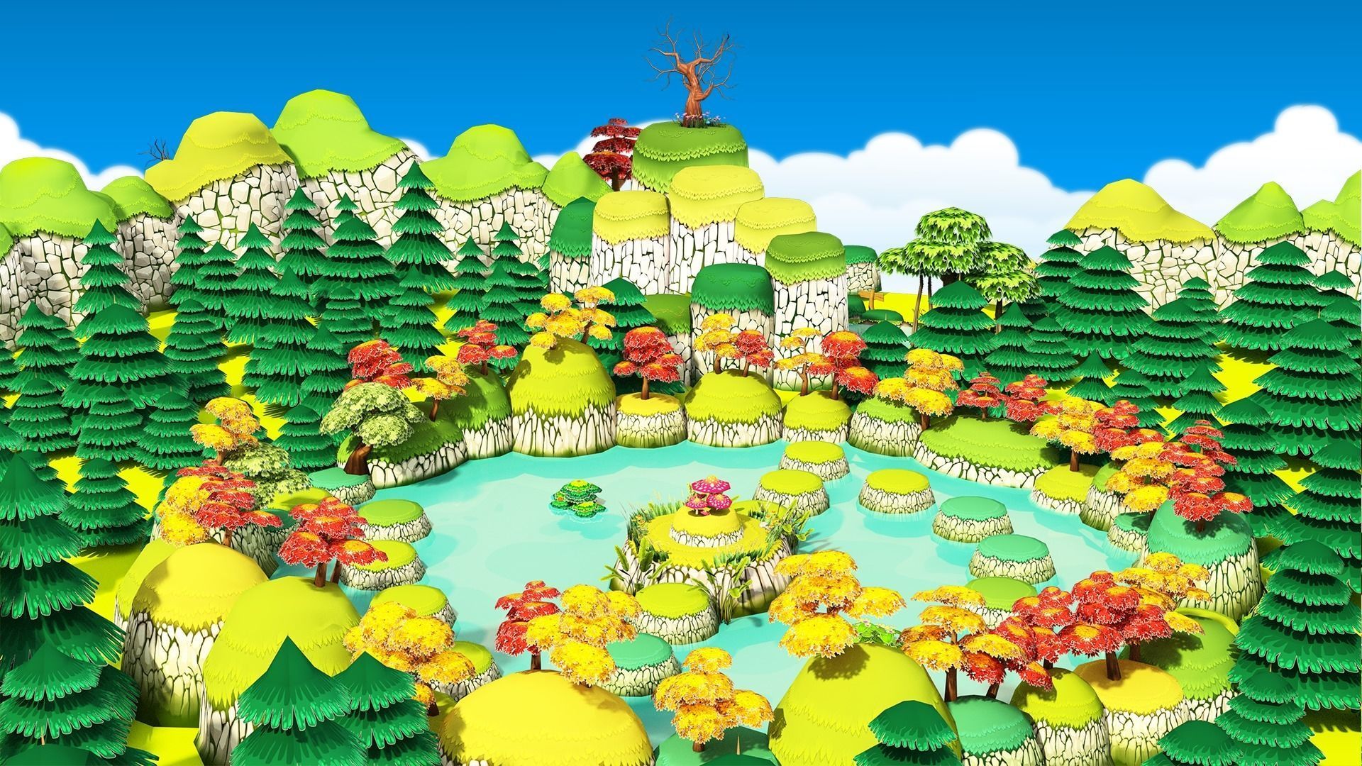 3D Cartoon Forest Low-poly 3D model_21