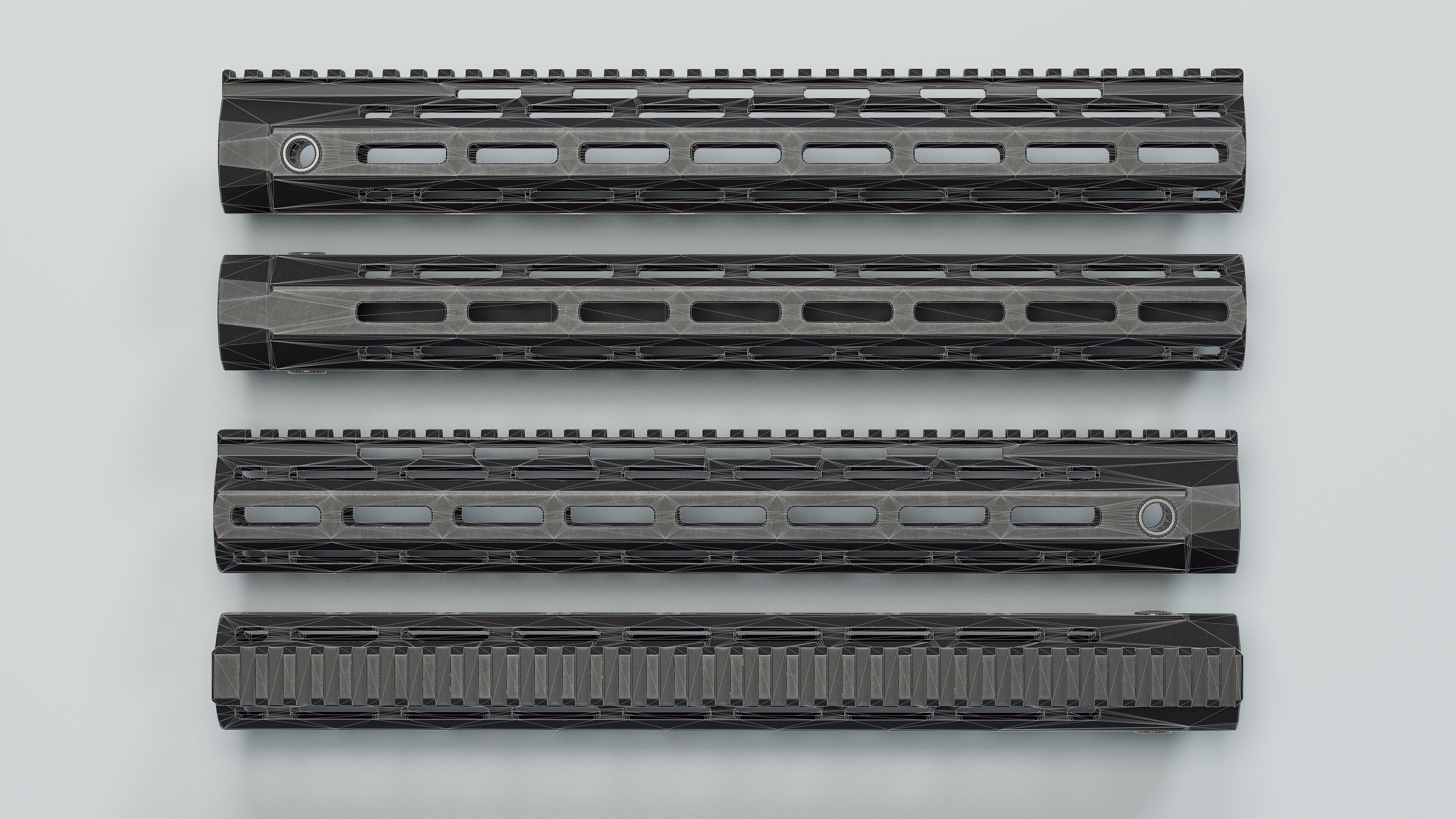 AR-15 - URX-4 Handguards - Replica Low-poly 3D model_26