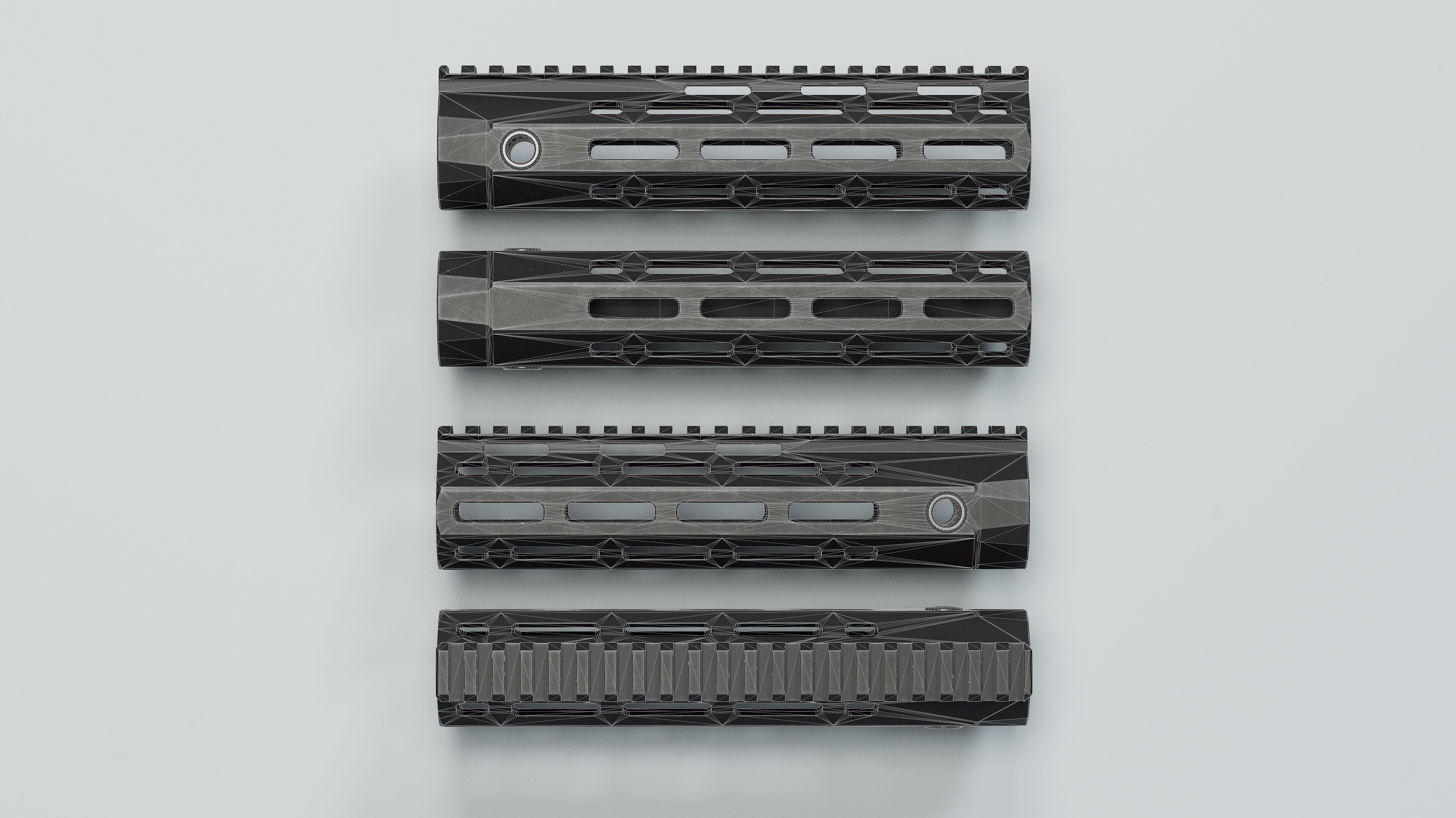 AR-15 - URX-4 Handguards - Replica Low-poly 3D model_22