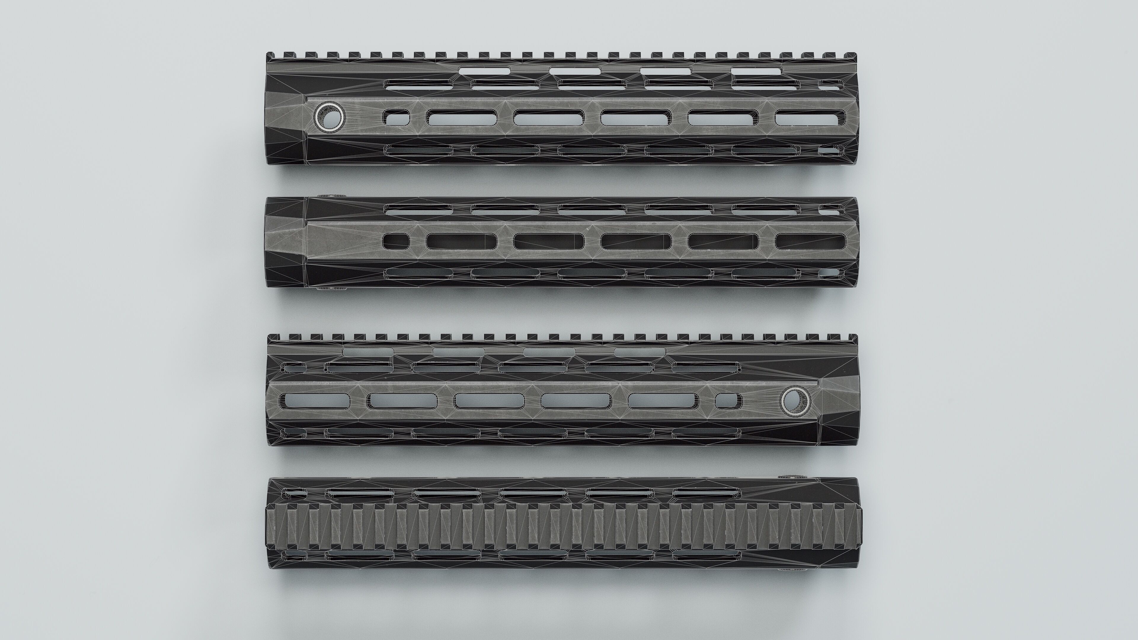 AR-15 - URX-4 Handguards - Replica Low-poly 3D model_24