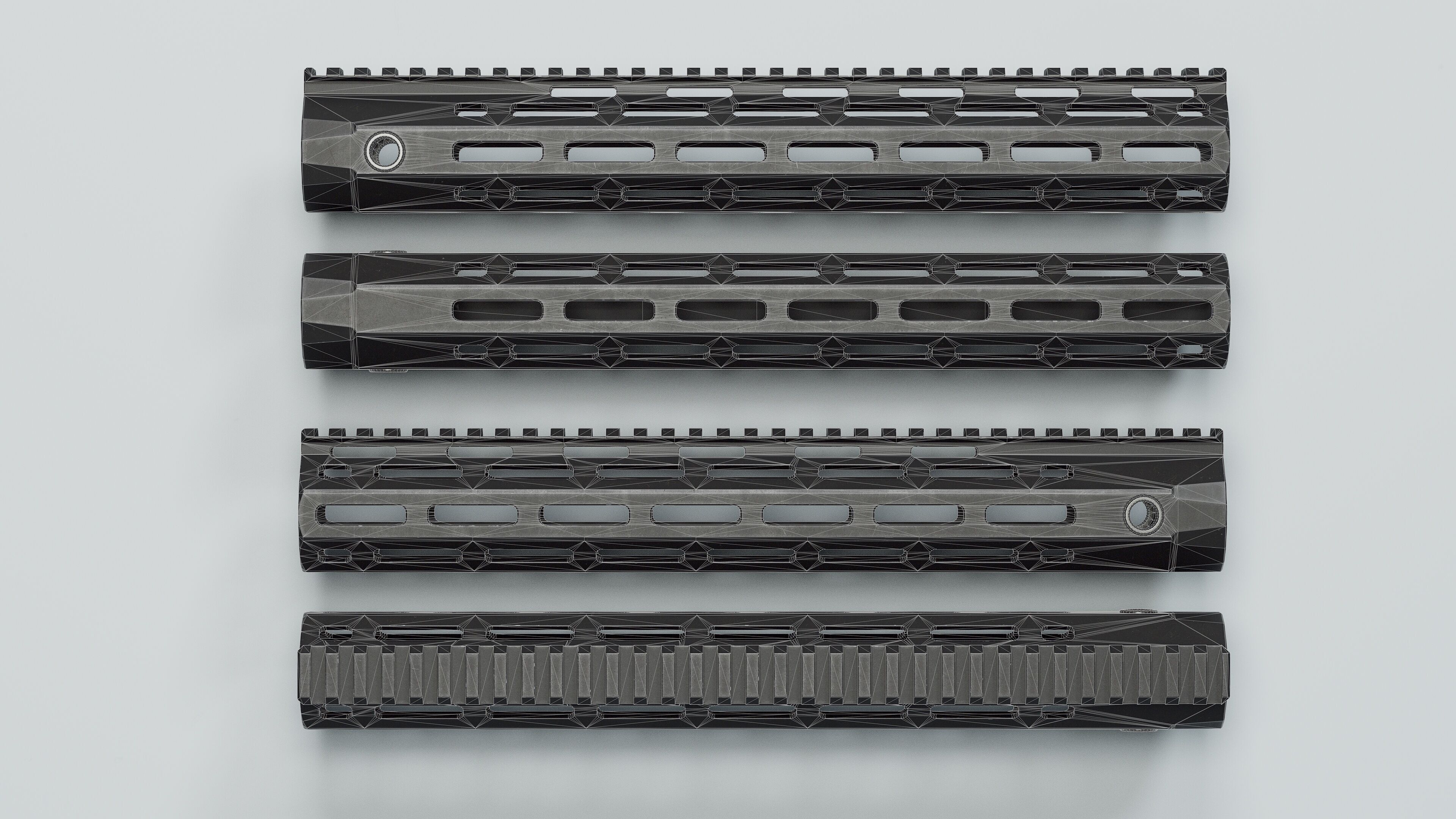 AR-15 - URX-4 Handguards - Replica Low-poly 3D model_25
