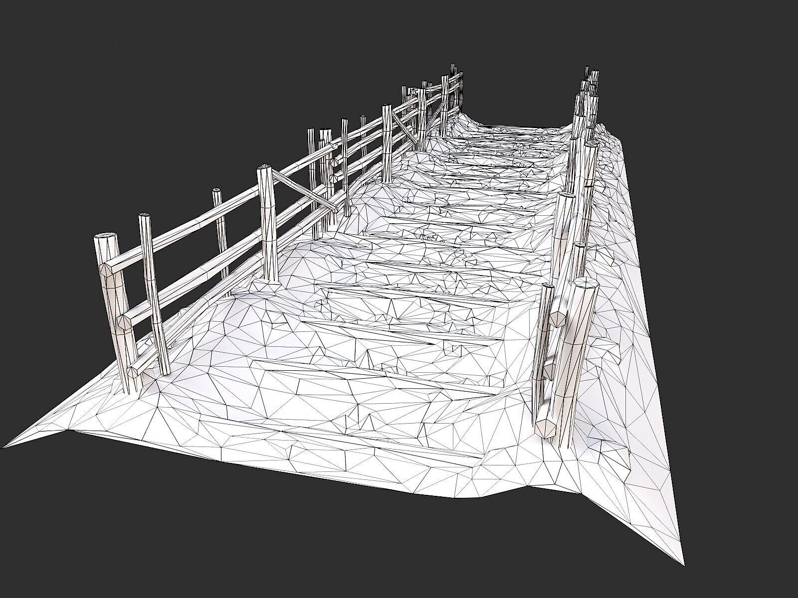 Village Road With Fence 1 Low-poly 3D model_6