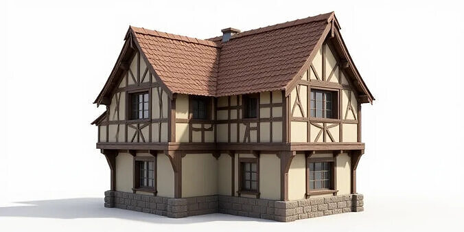 European Old Style House Low-poly 3D model Low-poly 3D model