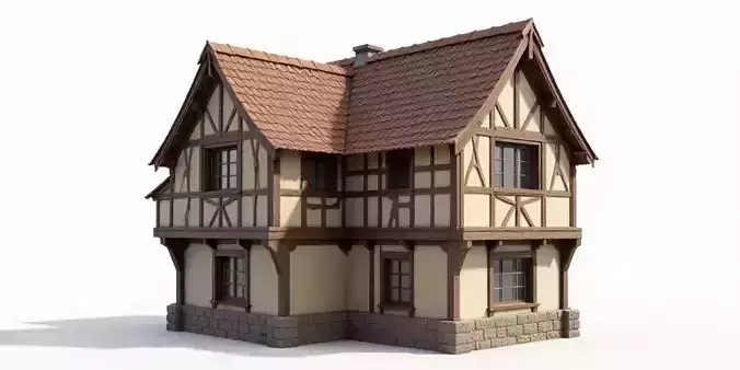 European Old Style House Low-poly 3D model Low-poly 3D model