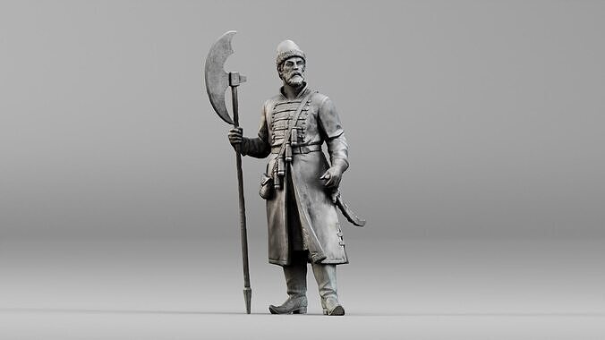 001640 Guard with Halberd 3D Scanned Historical Figure Low-poly 3D model