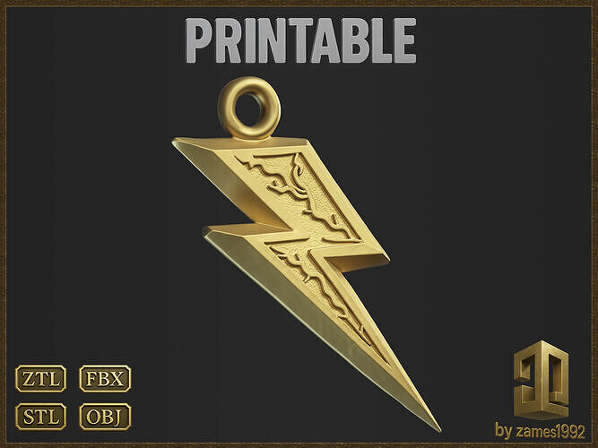 Lightning Bolt Pendant 3D print model