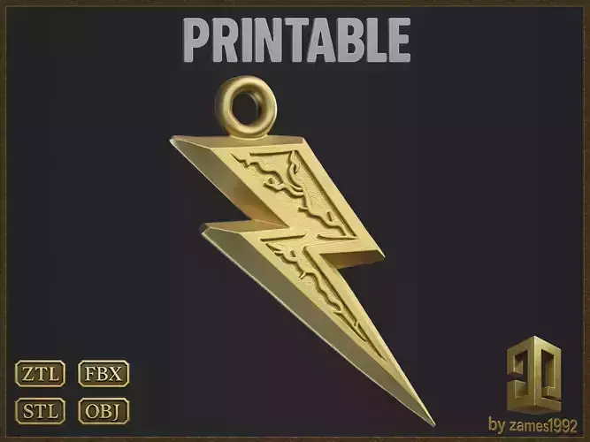 Lightning Bolt Pendant 3D print model