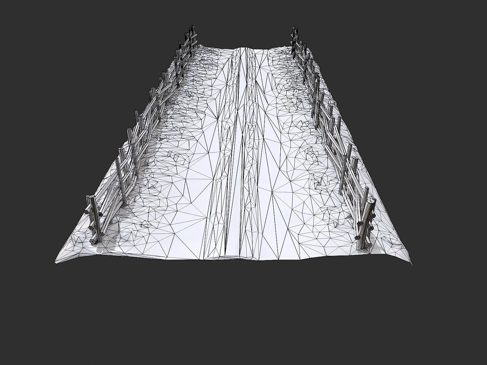 Village Road With Fence 3 Low-poly 3D model_6