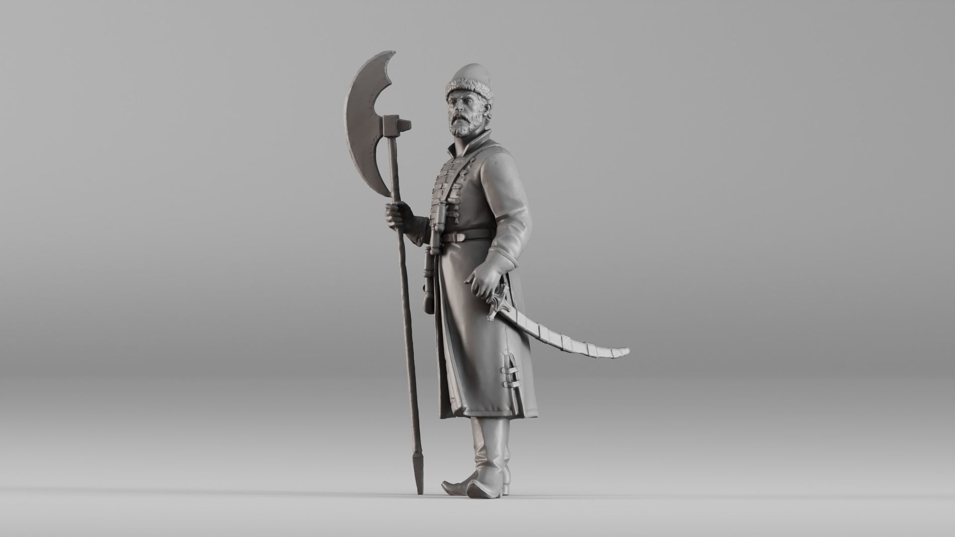 001640 Guard with Halberd 3D Scanned Historical Figure 3dp 3D print model_7