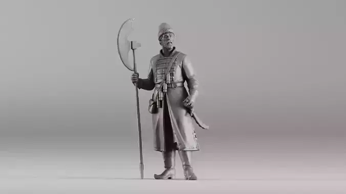 001640 Guard with Halberd 3D Scanned Historical Figure 3dp