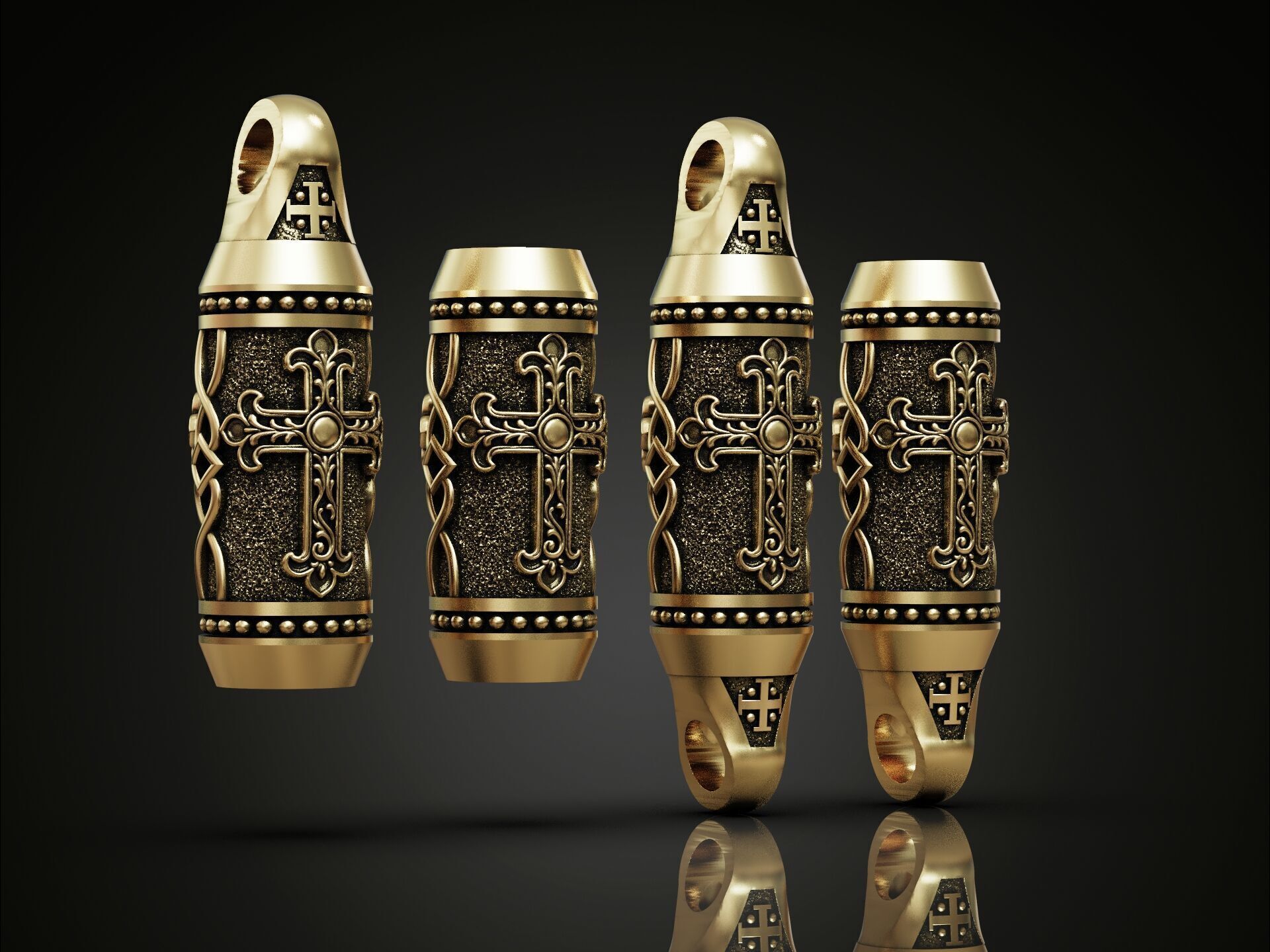 Detailed Cross Paracord Tube Spacer 3D print model_6