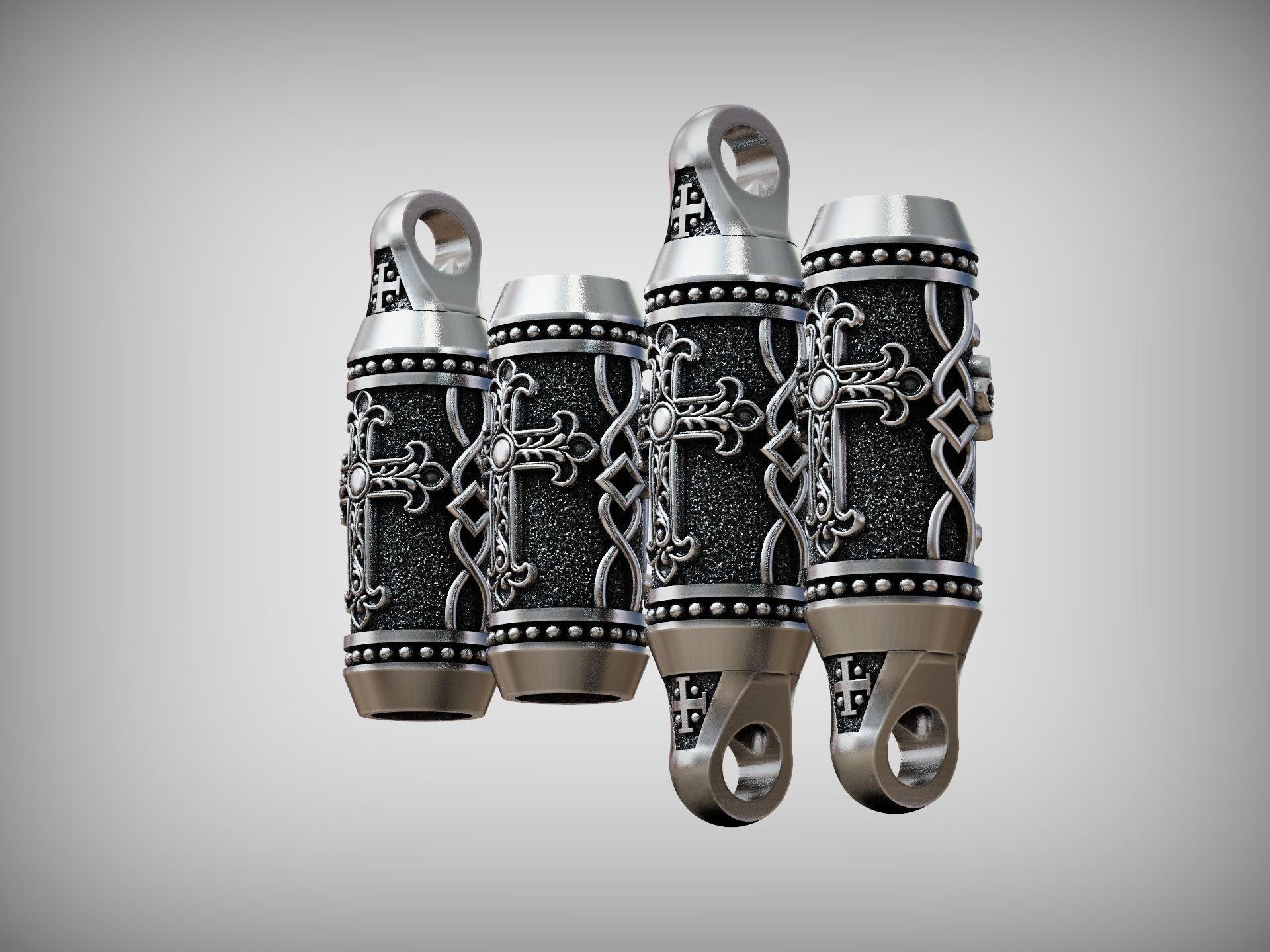 Detailed Cross Paracord Tube Spacer 3D print model_14