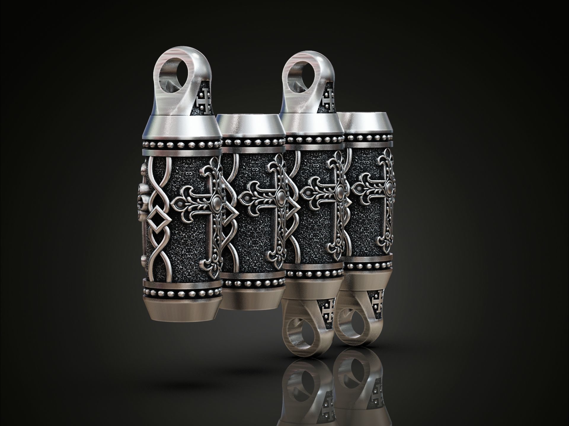 Detailed Cross Paracord Tube Spacer 3D print model_3