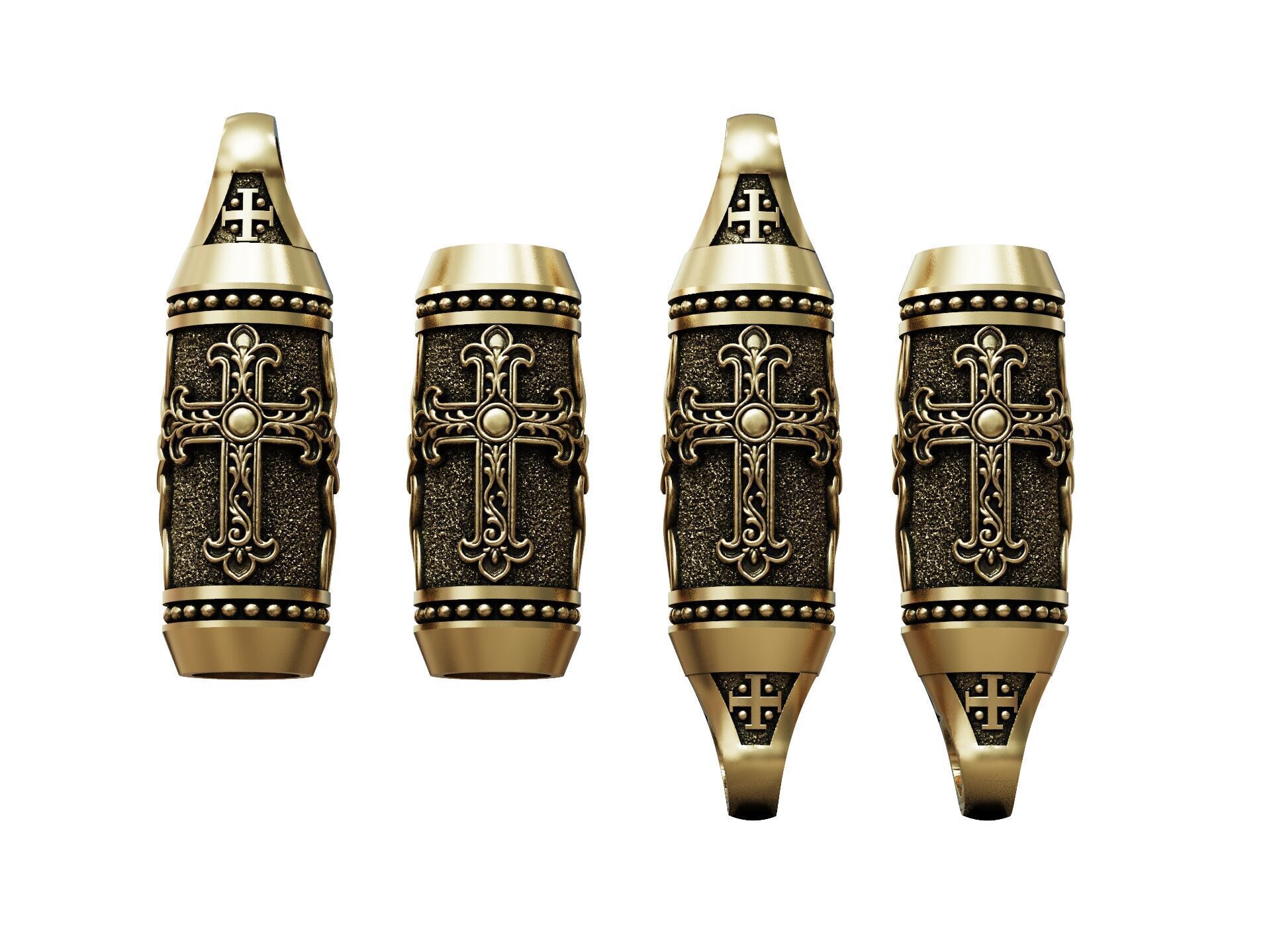 Detailed Cross Paracord Tube Spacer 3D print model_9