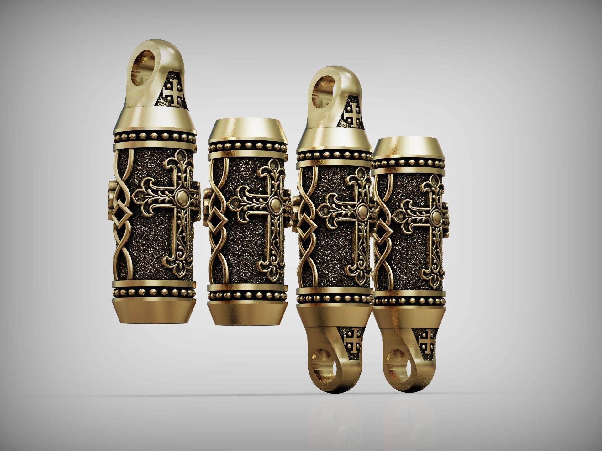 Detailed Cross Paracord Tube Spacer 3D print model_12