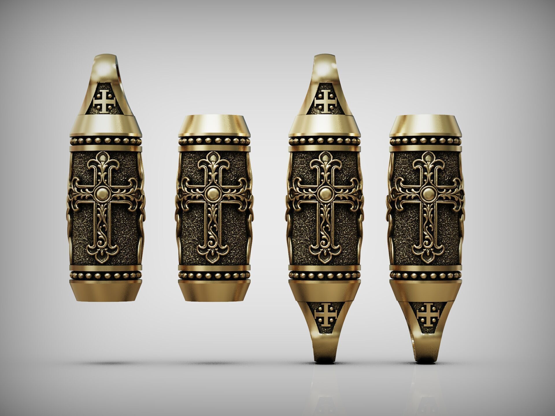 Detailed Cross Paracord Tube Spacer 3D print model_16