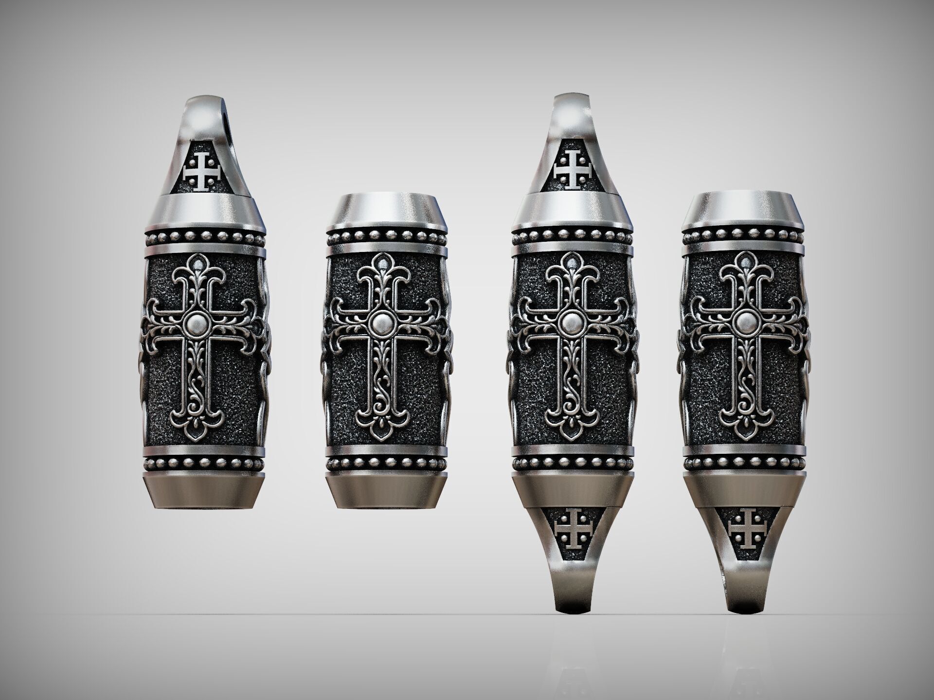 Detailed Cross Paracord Tube Spacer 3D print model_11