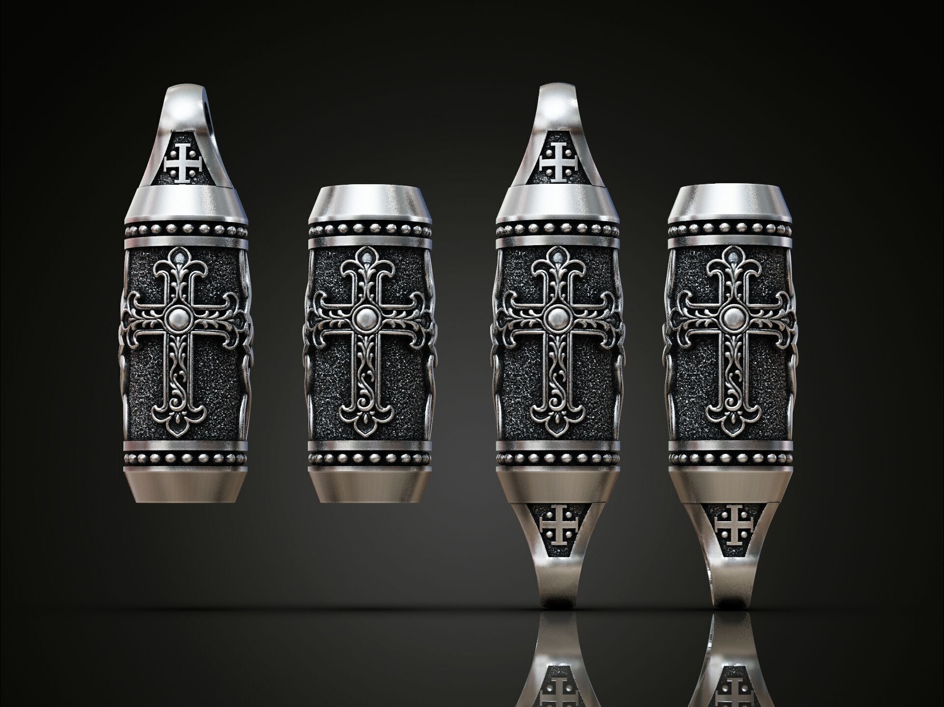 Detailed Cross Paracord Tube Spacer 3D print model_2