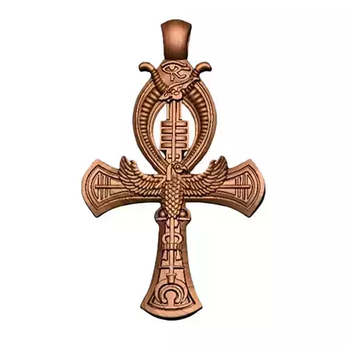 Eagle Ankh Cross Pendant STL File  3D Printable Jewelry Model