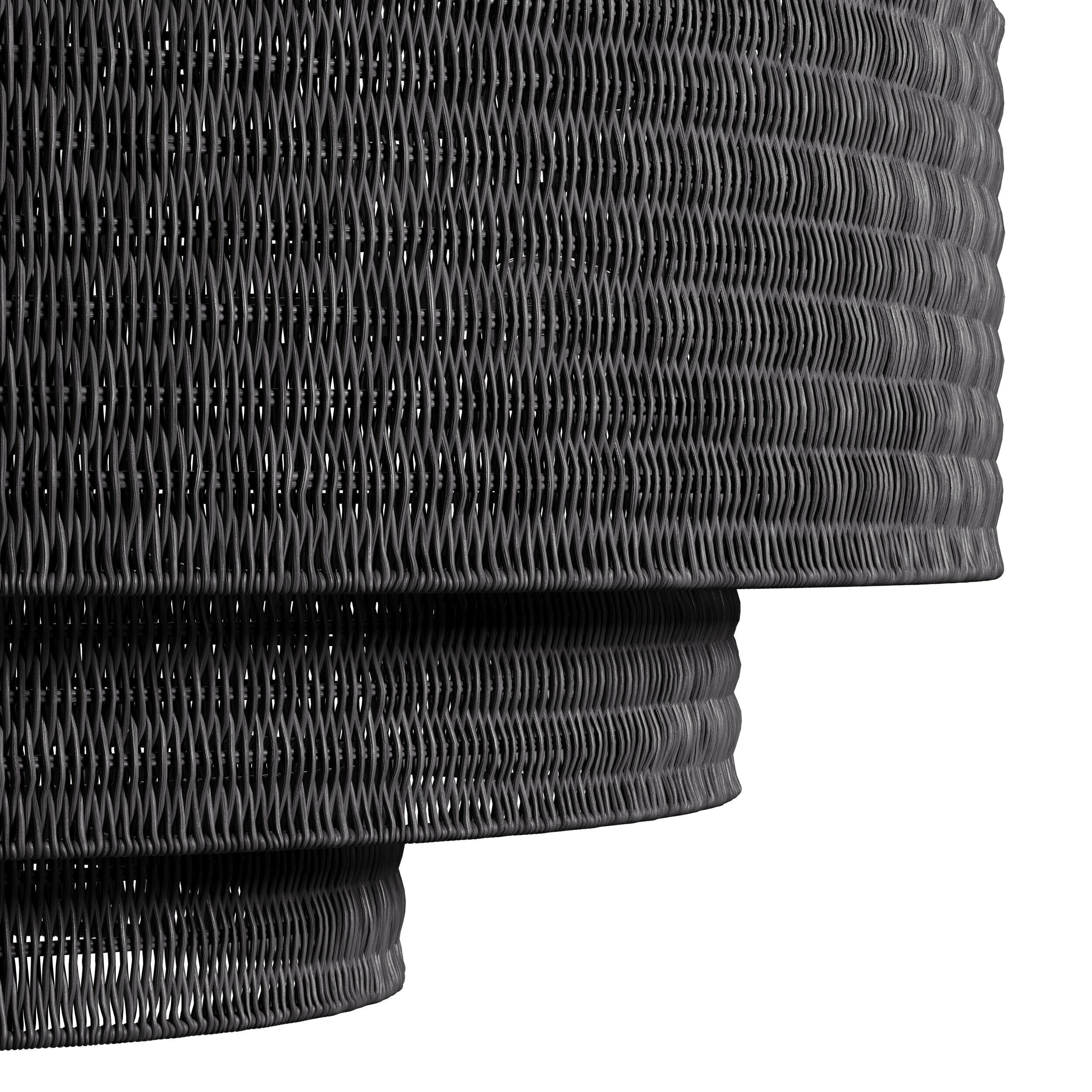 Paloma Chandelier Black Rattan Light 3D model_7