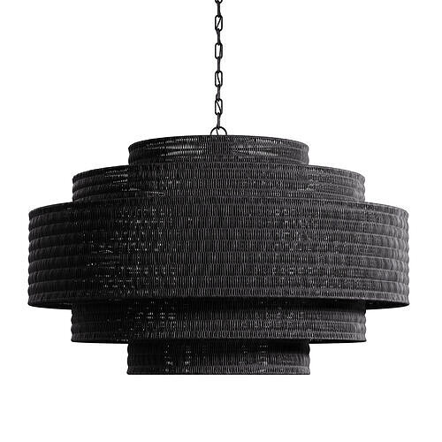 Paloma Chandelier Black Rattan Light 3D model