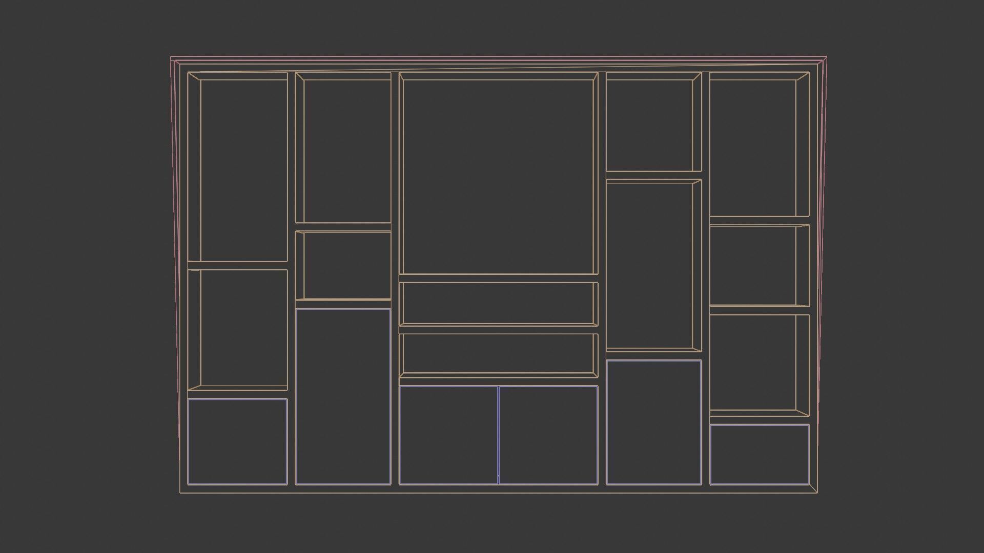 Modern Office Cabinet Low-poly 3D model_16