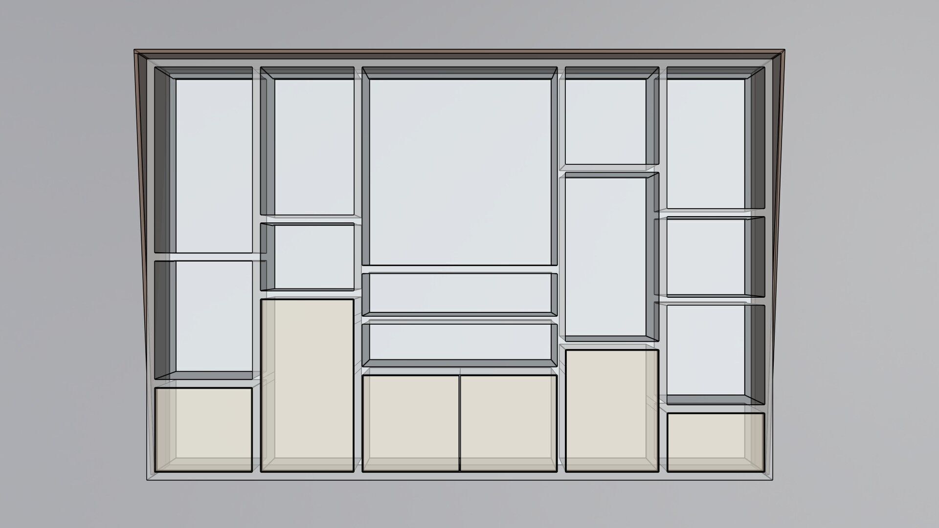 Modern Office Cabinet Low-poly 3D model_5