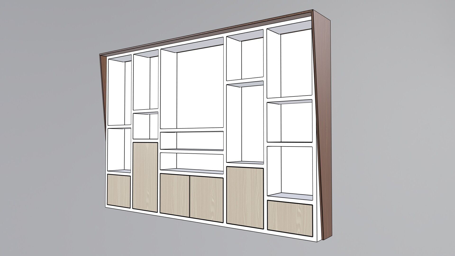 Modern Office Cabinet Low-poly 3D model_7