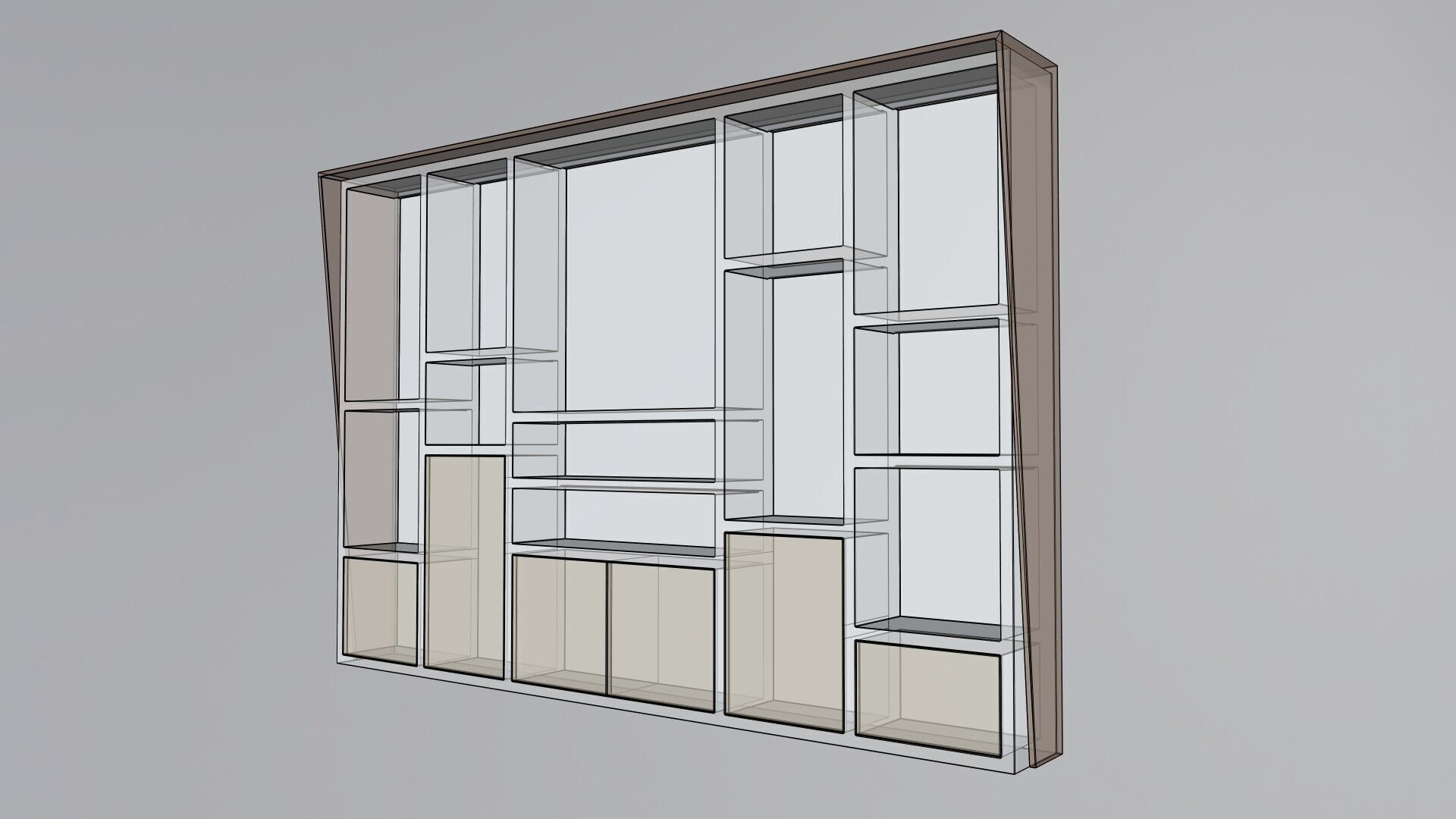 Modern Office Cabinet Low-poly 3D model_9