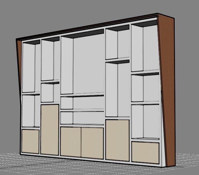 Modern Office Cabinet Low-poly 3D model_38