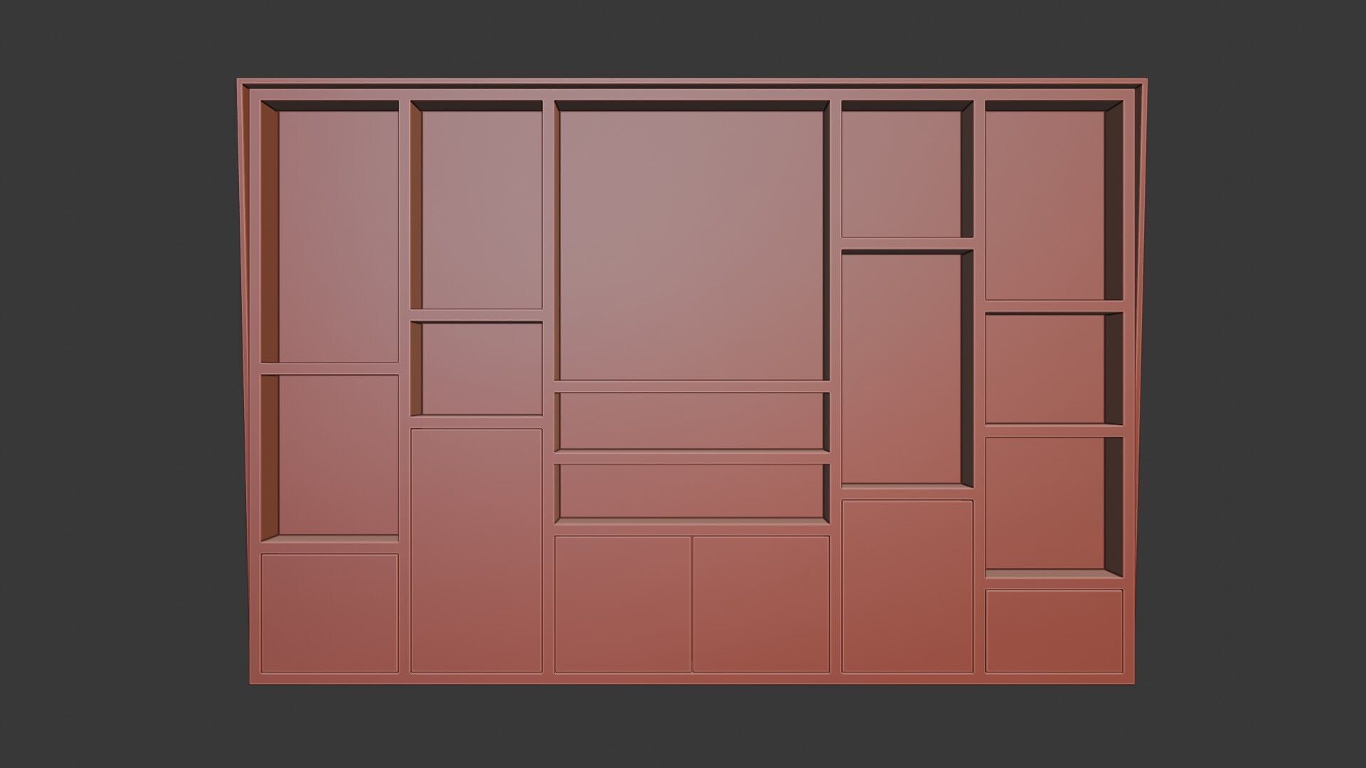 Modern Office Cabinet Low-poly 3D model_14