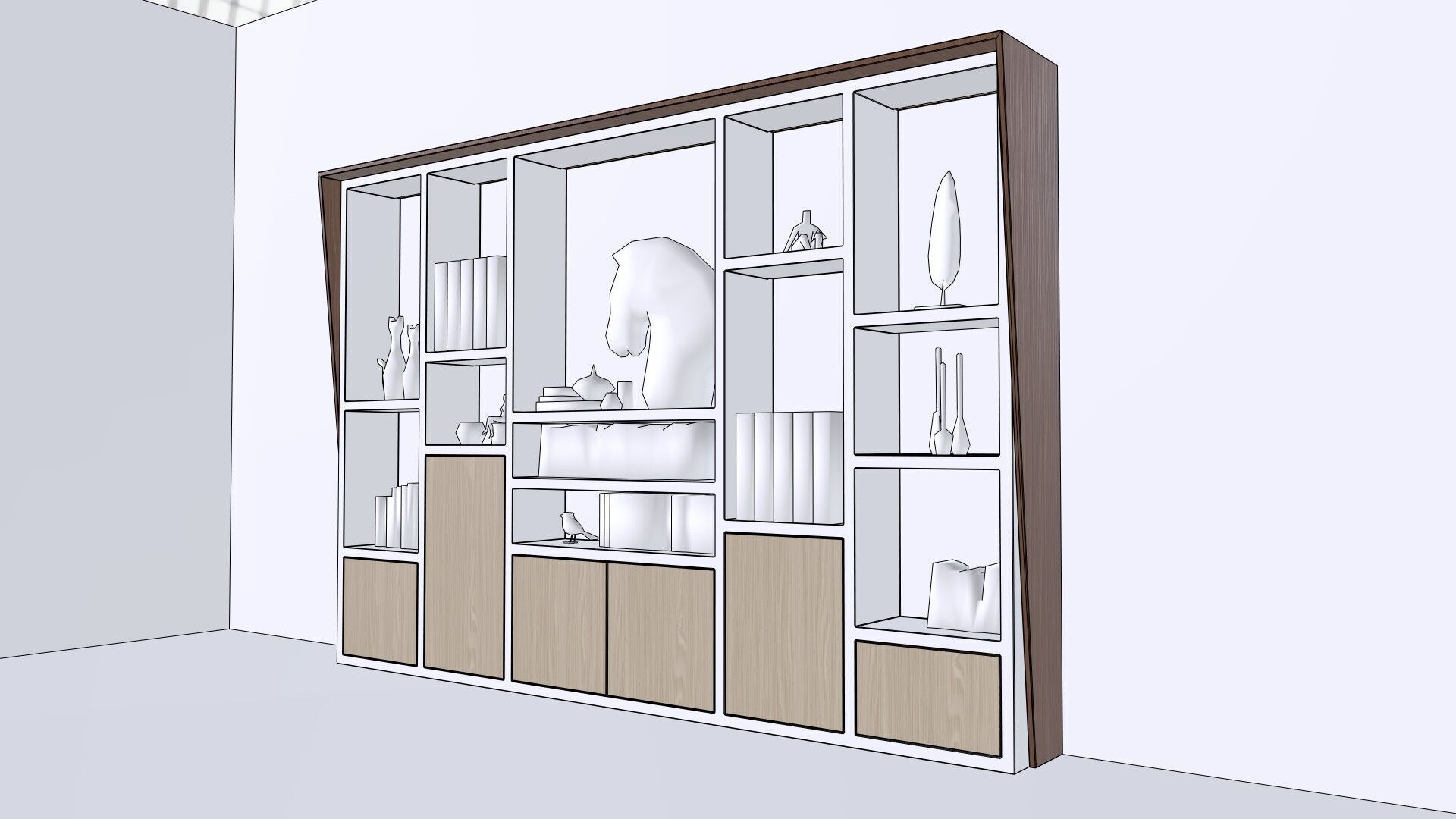 Modern Office Cabinet Low-poly 3D model_6