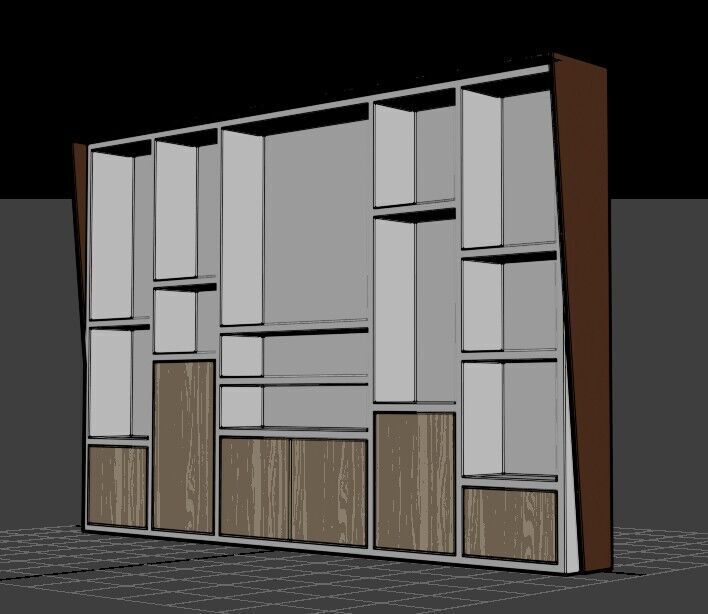 Modern Office Cabinet Low-poly 3D model_37