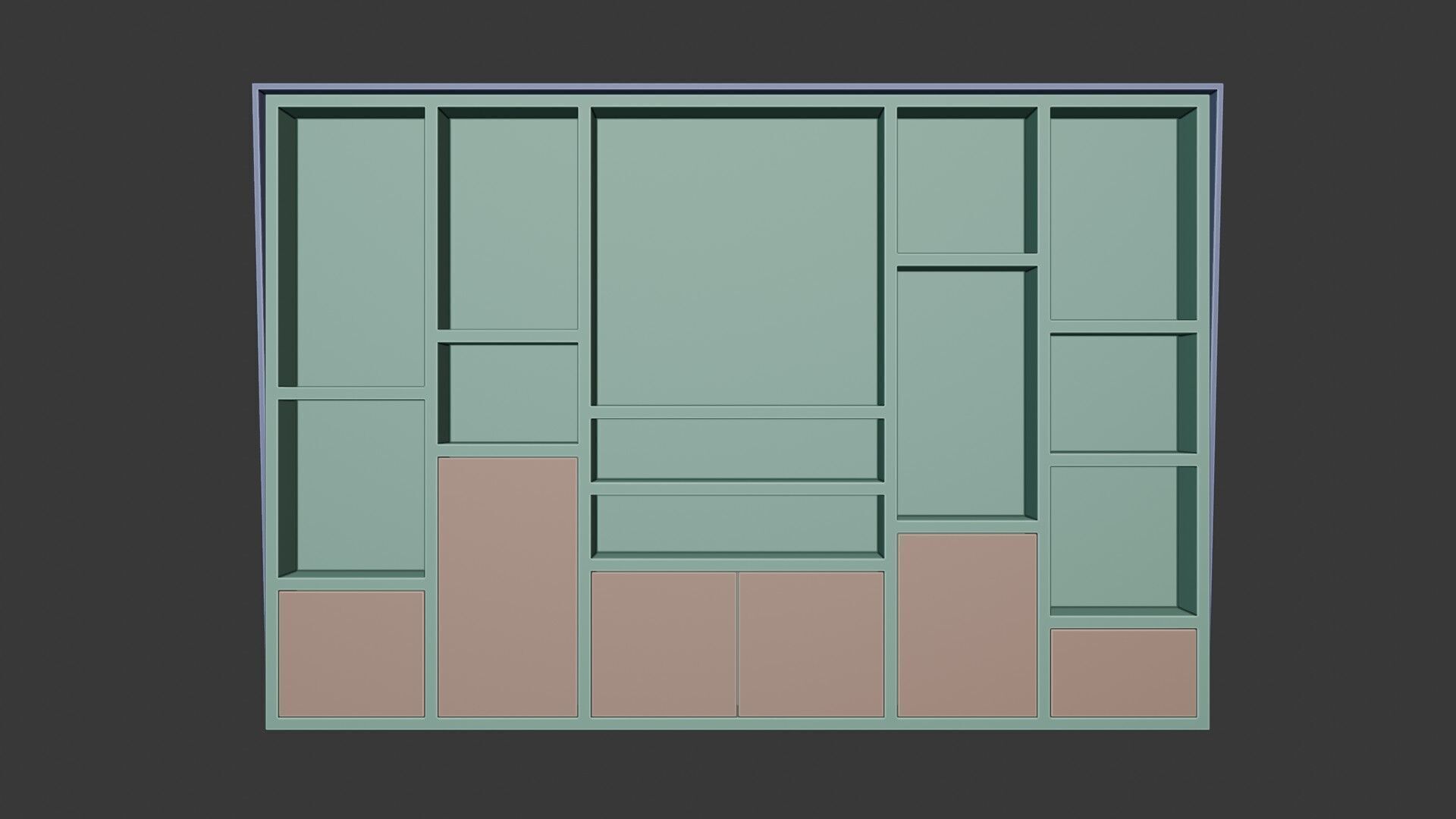 Modern Office Cabinet Low-poly 3D model_11