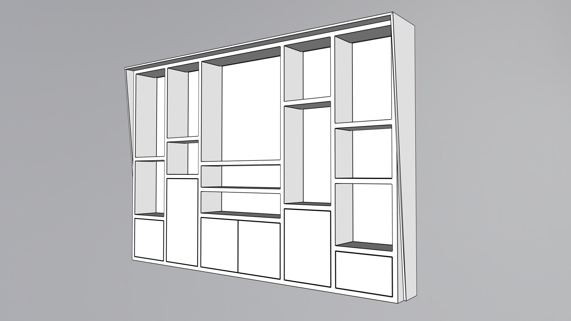Modern Office Cabinet Low-poly 3D model_8